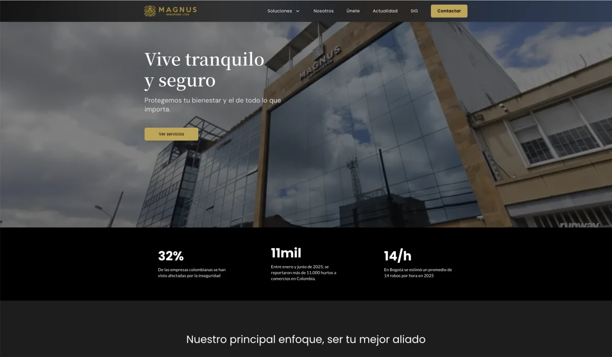 Magnus Seguridad — Página web profesional de empresa de seguridad privada en Colombia