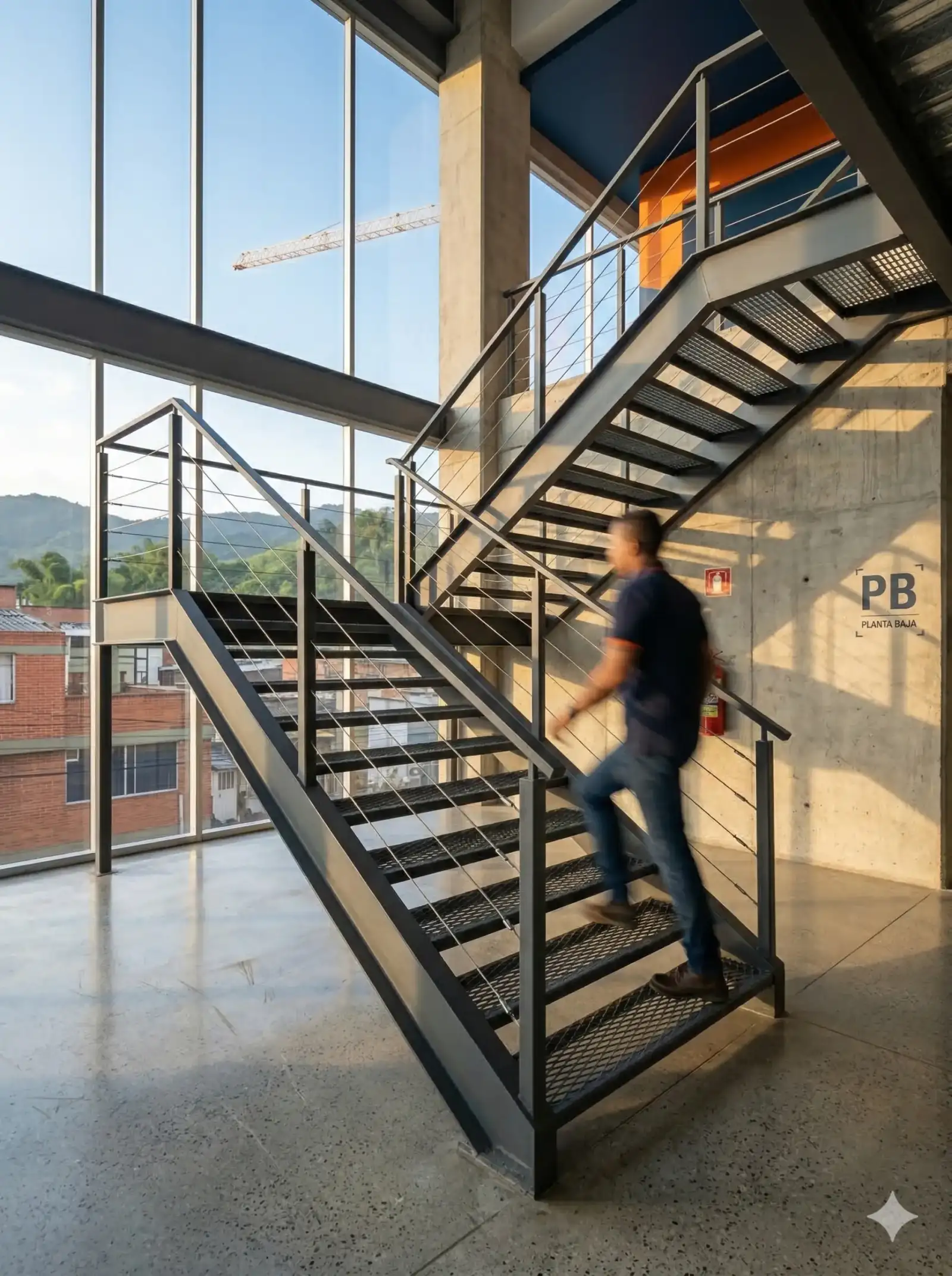 Escalera en estructura metálica — escalera de acero para edificio OCMIA