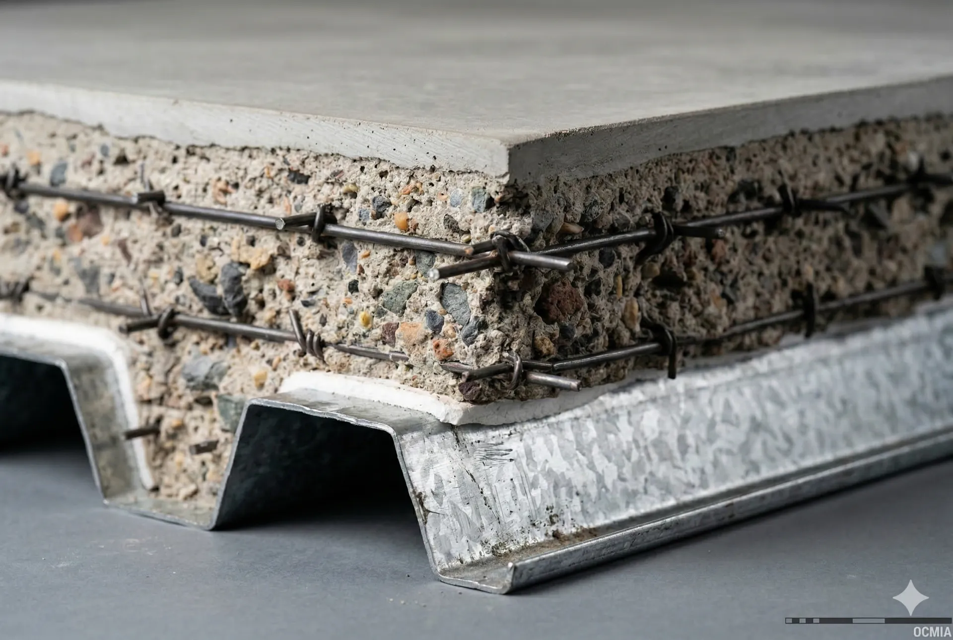 Detalle de losacero — lámina para losacero y malla de acero para losa OCMIA