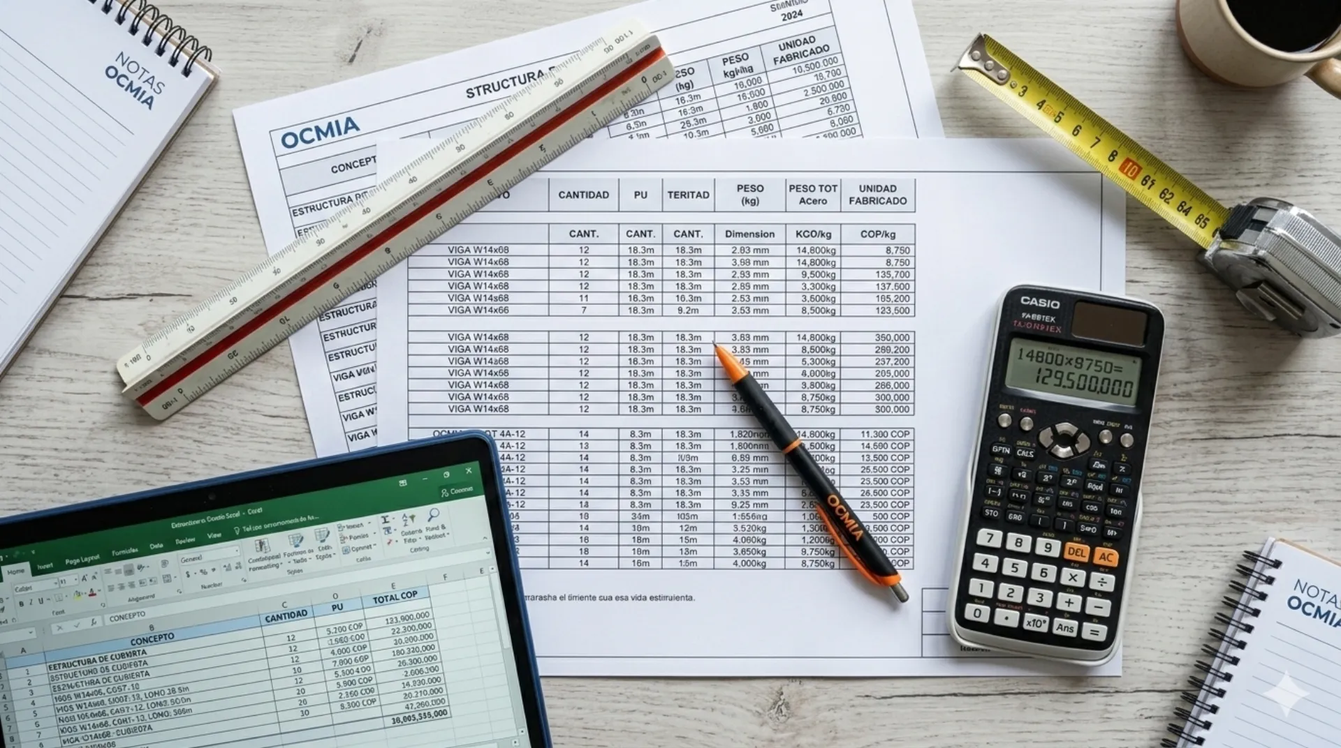Estimación de precios de estructura metálica por m² — cotización OCMIA Colombia