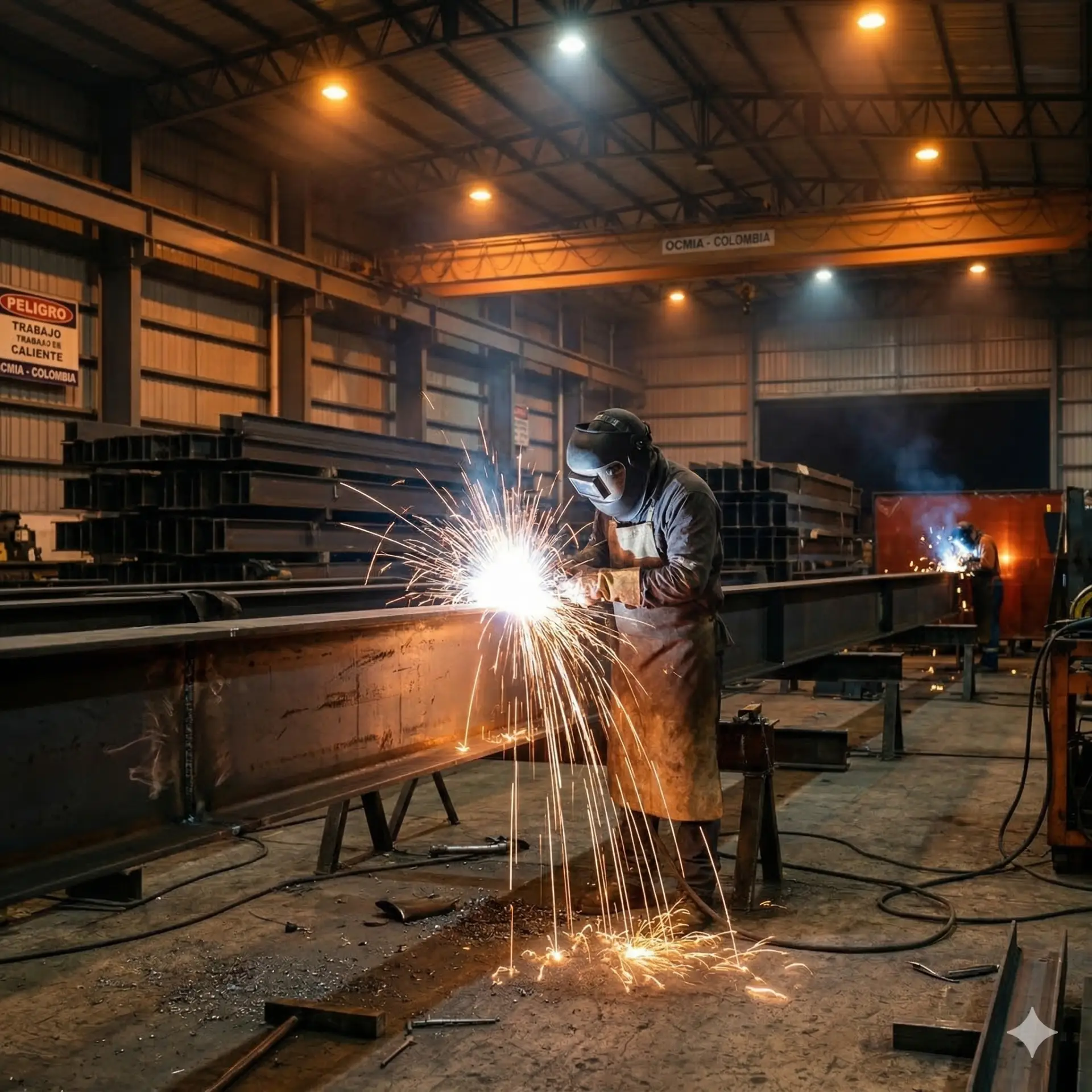 Fabricación de estructura metálica en planta — corte y soldadura OCMIA